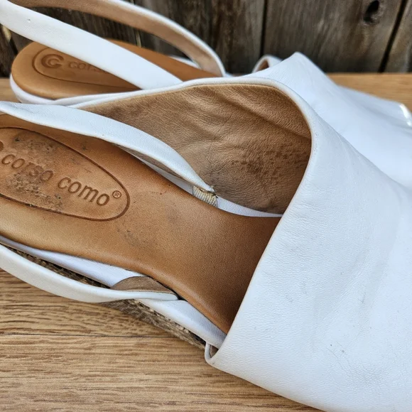 Corso Como Geox Women's White and Brown Wedge Sandals Size 7.5 - Picture 14 of 16
